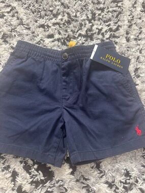 Polo by Ralph Lauren Navy Cotton Shorts with Red Pony Accent